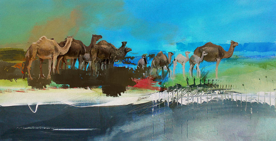 Camels and Desert 1b Painting by Mano