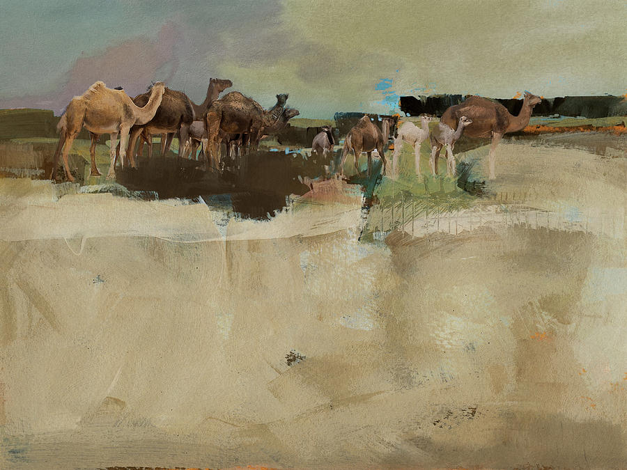 Camels and Desert 1c Painting by Mano
