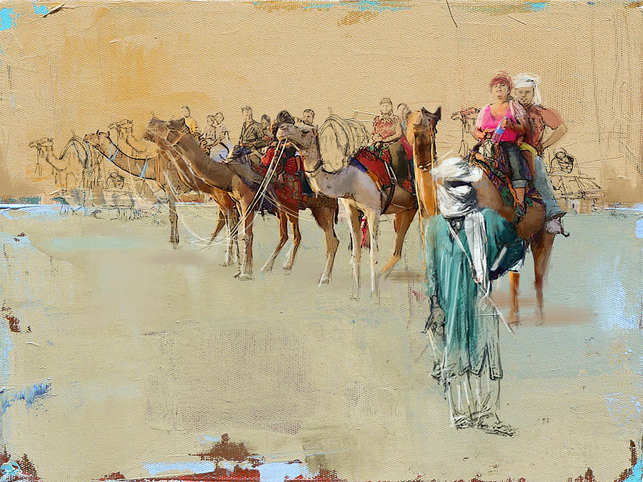 Camels and Desert 2 Painting by Mahnoor Shah
