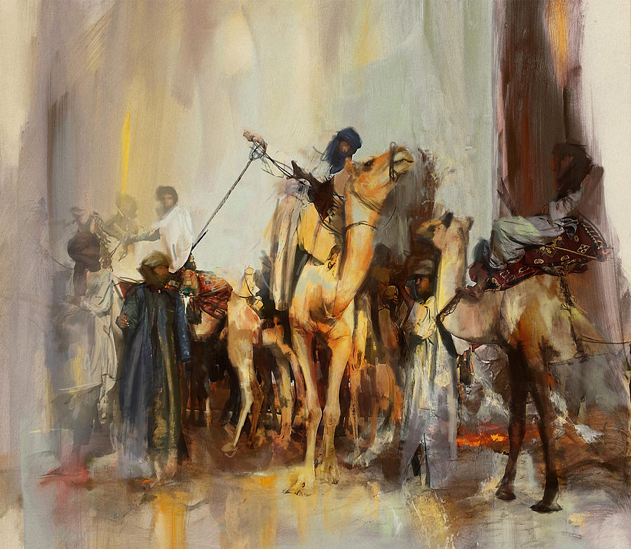 Camels and Desert 21 Painting by Mahnoor Shah
