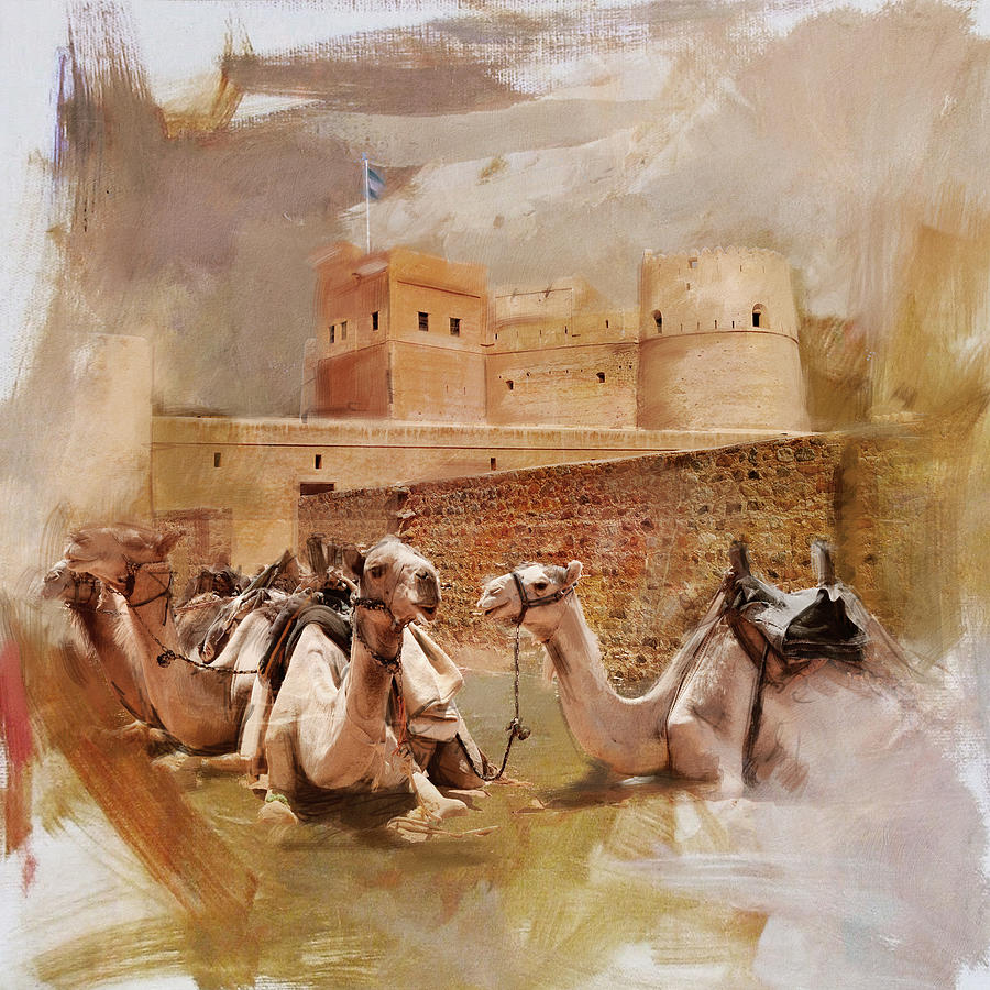 Camels and Desert 24 Painting by Mahnoor Shah