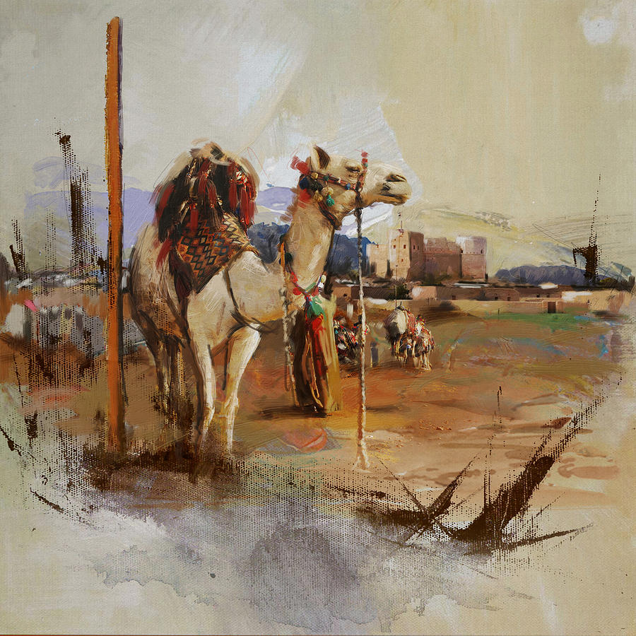 Camels and Desert 25 Painting by Mahnoor Shah