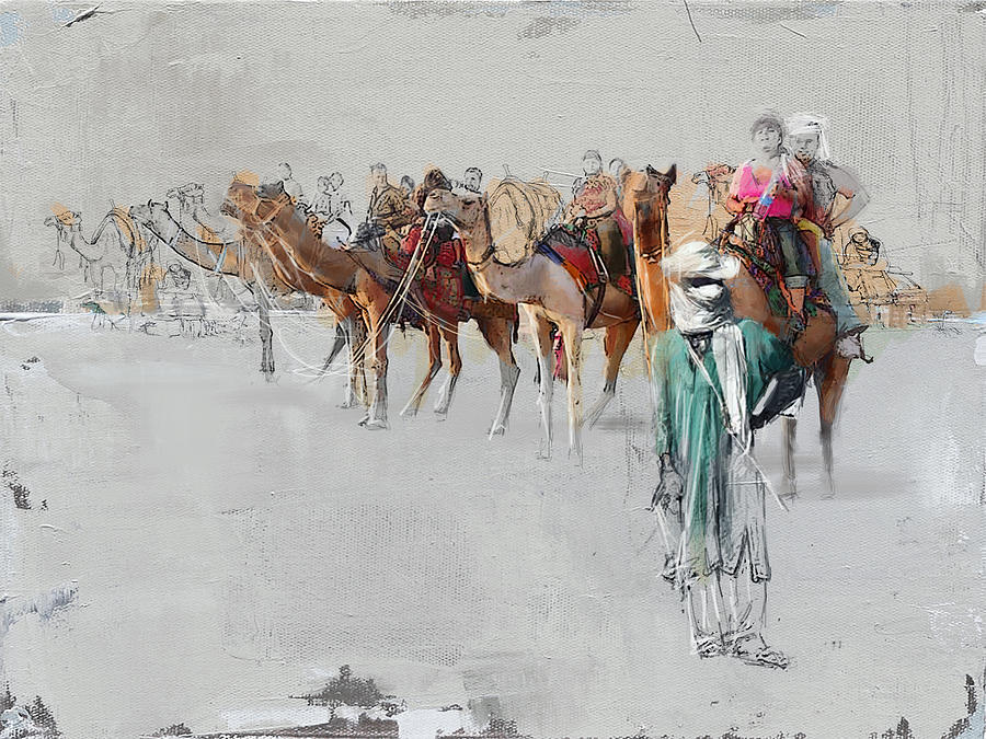 Camels and Desert 2b Painting by Mahnoor Shah