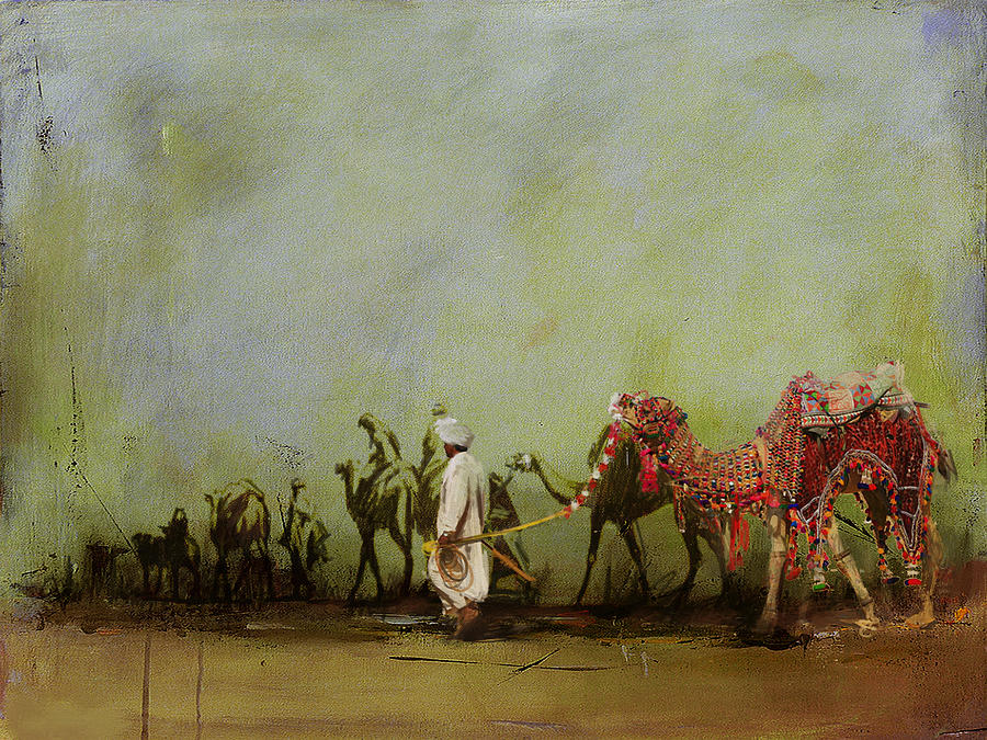 Camel Painting - Camels and Desert 3 by Mahnoor Shah