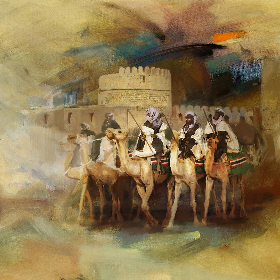 Camels and Desert 34 Painting by Mahnoor Shah