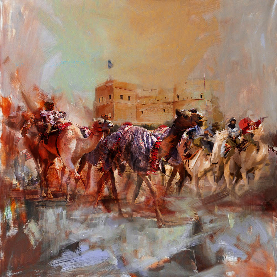 Camels and Desert 37 Painting by Mahnoor Shah
