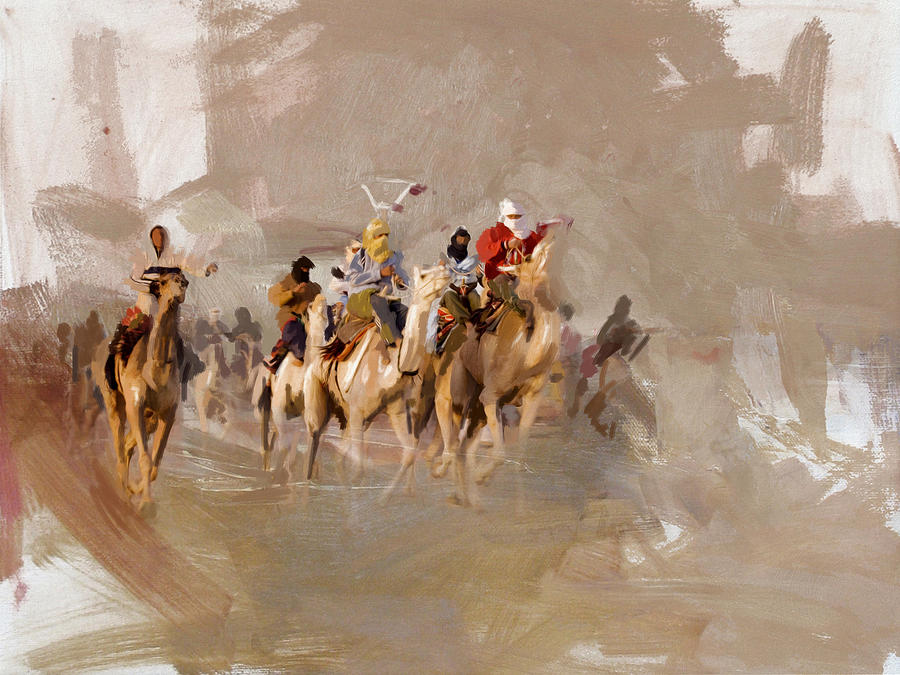 Camels and desert 8 Painting by Mahnoor Shah