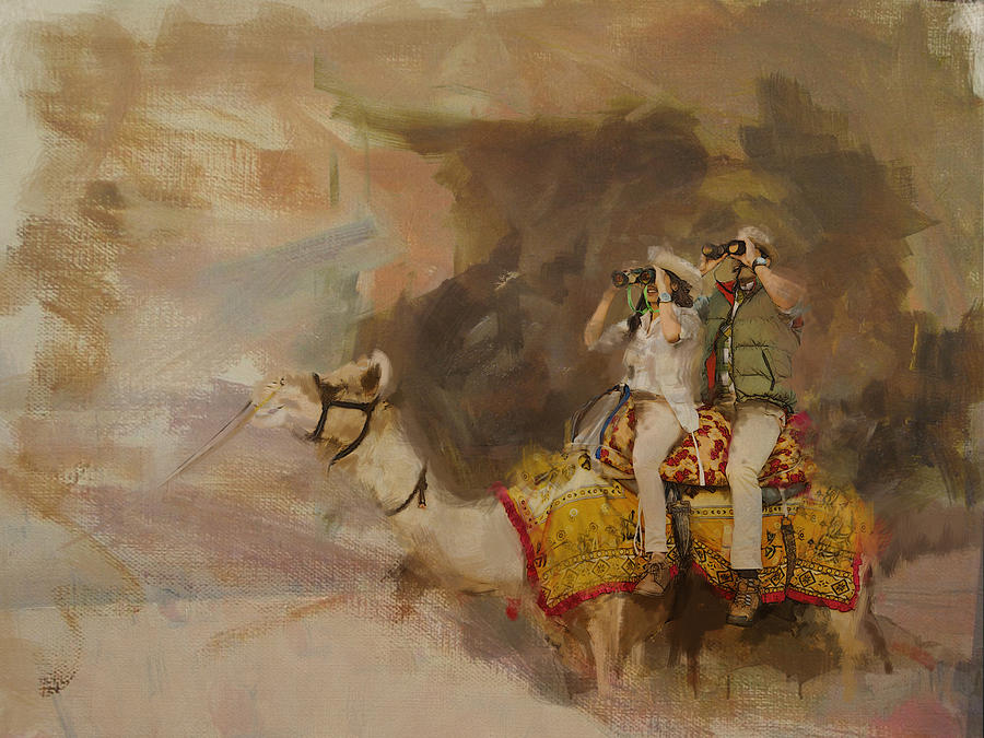 Camels and Desert 9  Painting by Mahnoor Shah