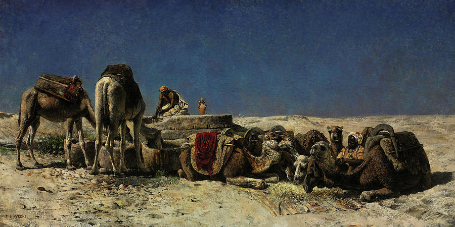 Camels Beside a Cistern Painting by Edwin Lord Weeks