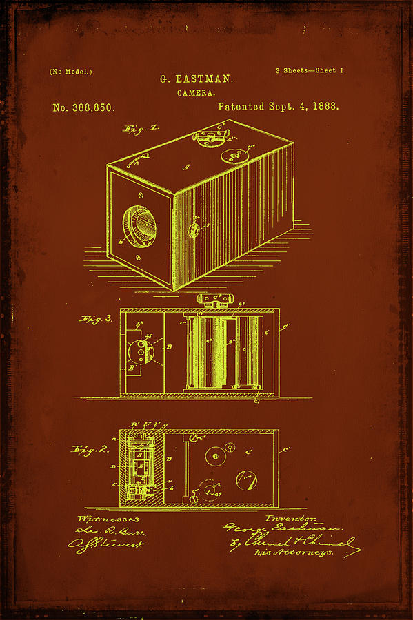 Camera Patent Drawing 1a Mixed Media by Brian Reaves