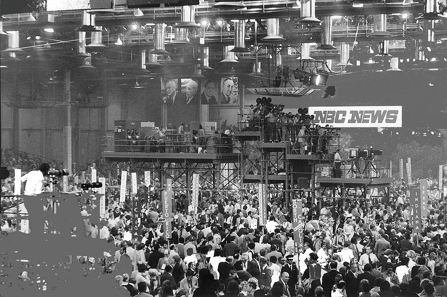 Cameramen on elevated platforms  Democratic National Convention Miami Beach Florida 1972-2016 Photograph by David Lee Guss