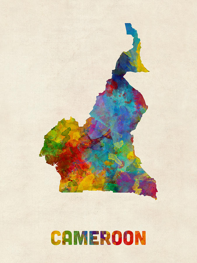 Cameroon Digital Art - Cameroon Watercolor Map by Michael Tompsett