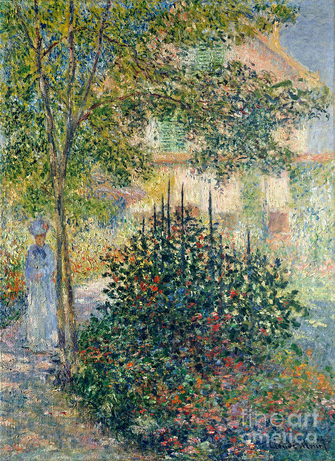 Horse Painting - Camille Monet in the Garden at the House in Argenteuil by Celestial Images
