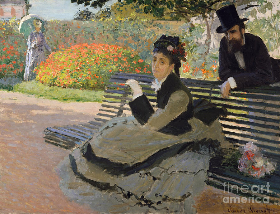 Camille Monet on a Garden Bench, 1873 Painting by Claude Monet