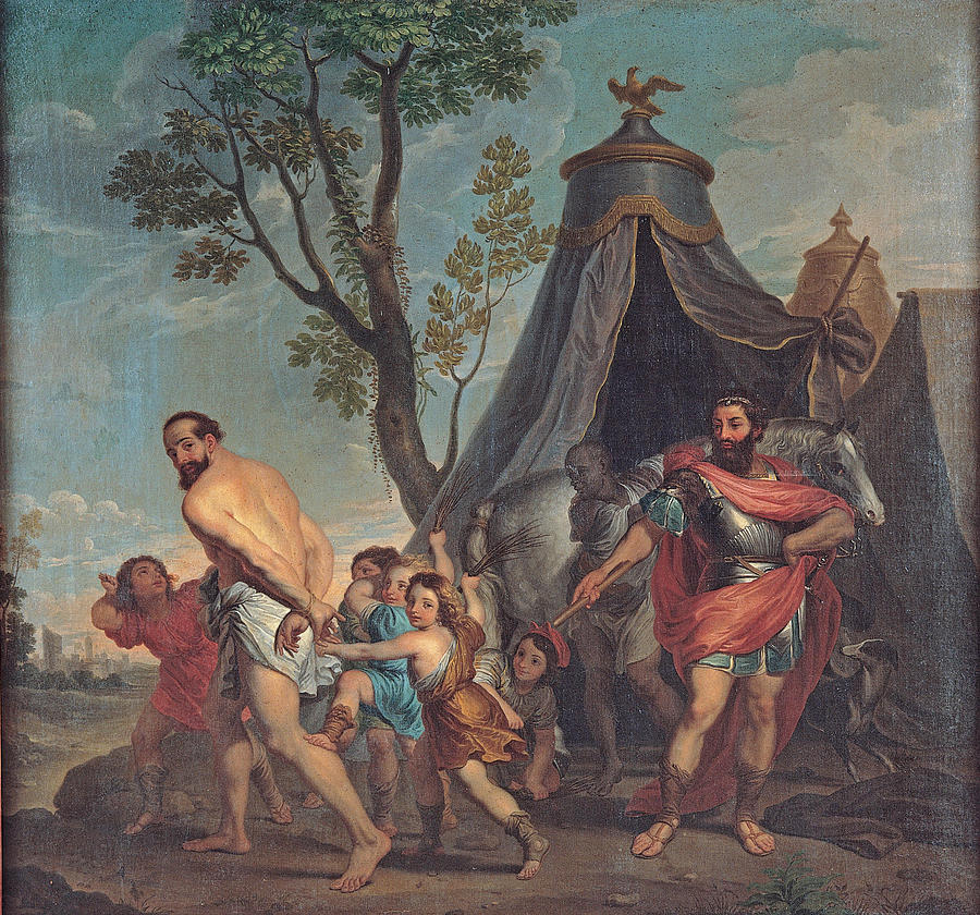 Camillus and the Schoolmaster of Falerii Painting by Domenico Corvi