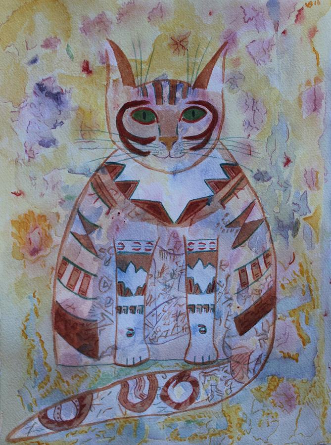Camo cat Painting by Vera Smith