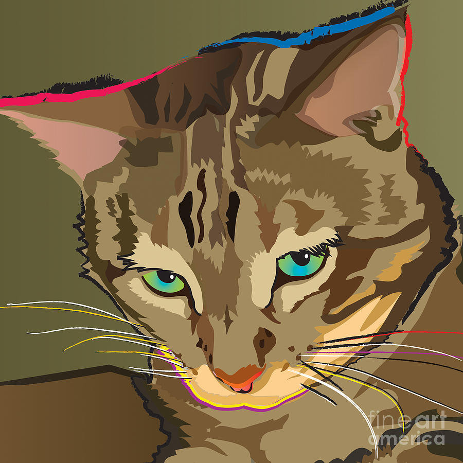 Camouflage Bengal Cat Square Painting by Robyn Saunders