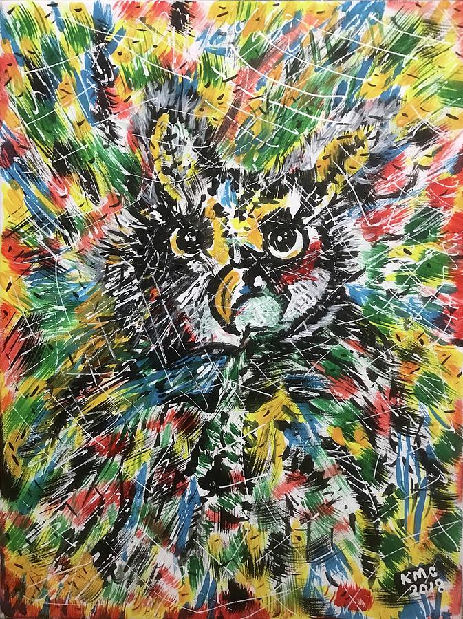 Camouflage Owl Painting by Kathy Marrs Chandler
