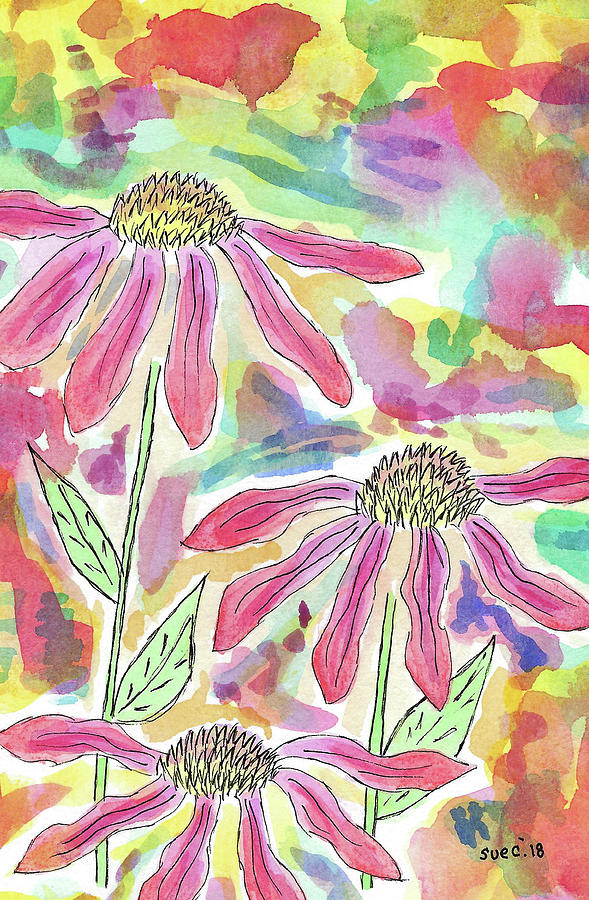 Watercolor And Ink Painting - Camouflage by Susan Campbell Watercolor And Ink Painting - Camouflage by Susan Campbell