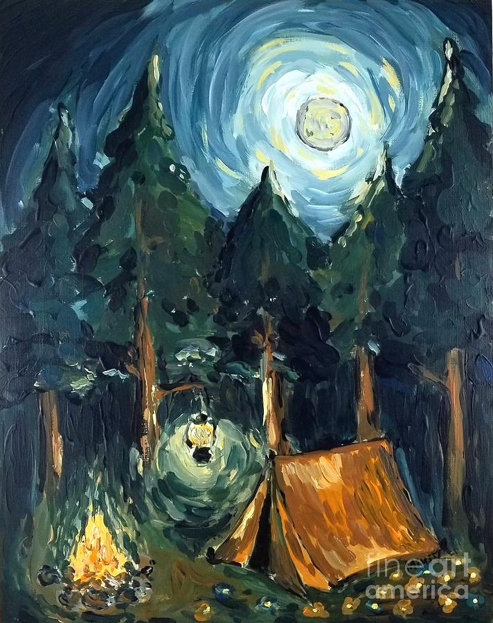 Impressionism Painting - Camp at Night by Maria Langgle