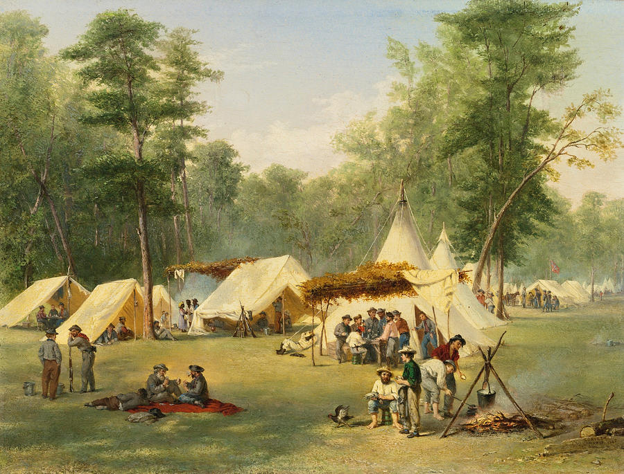 Camp of the third Kentucky Confederate Infantry at Corinth. Mississippi Painting by Conrad Wise Chapman