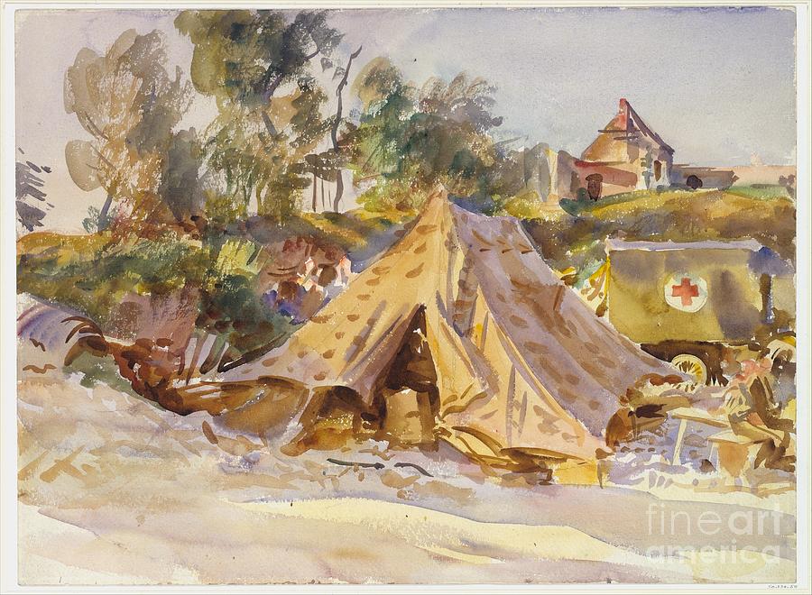 1918 Painting - Camp with Ambulance by Celestial Images