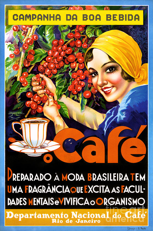 Coffee Painting - Campanha Da Boa Bebida Coffee Vintage Ad Poster by Vintage Treasure