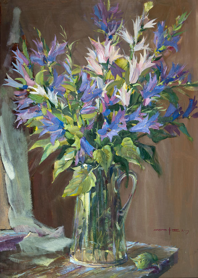 Campanula In A Glass Jar Painting