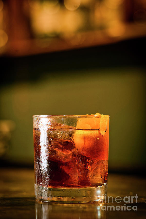 Campari Orange Soda Cocktail Drink In Bar Photograph