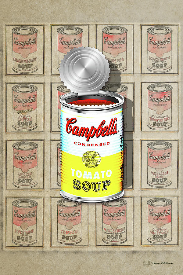 Campbells Soup Revisited - White and Yellow Digital Art by Serge Averbukh