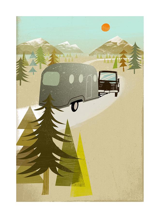 Landscape Photograph - Camper Driving Into The Mountains by Gillham Studios
