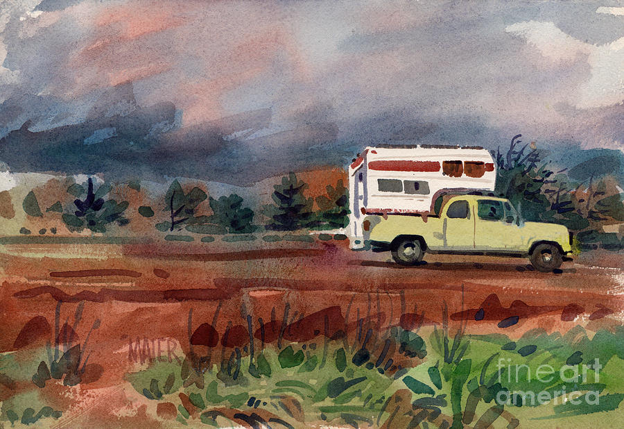 Camper on Pacific Coast Highway Painting by Donald Maier