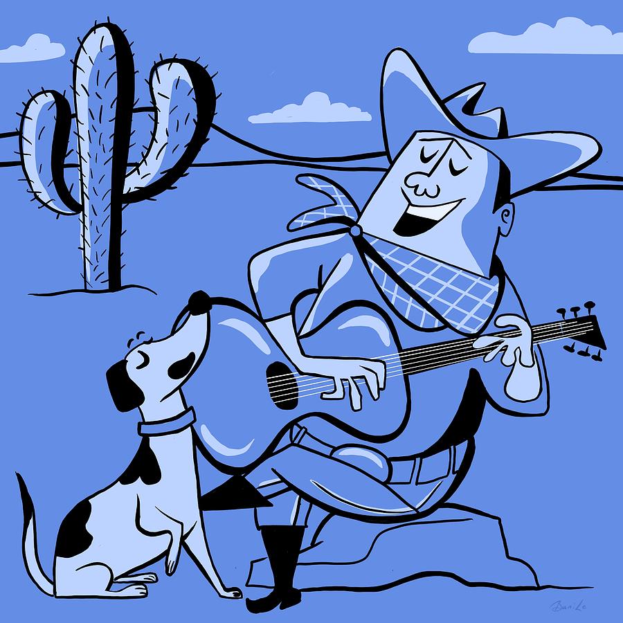 Guitar Still Life Painting - Campfire Cowboy Song by Little Bunny Sunshine