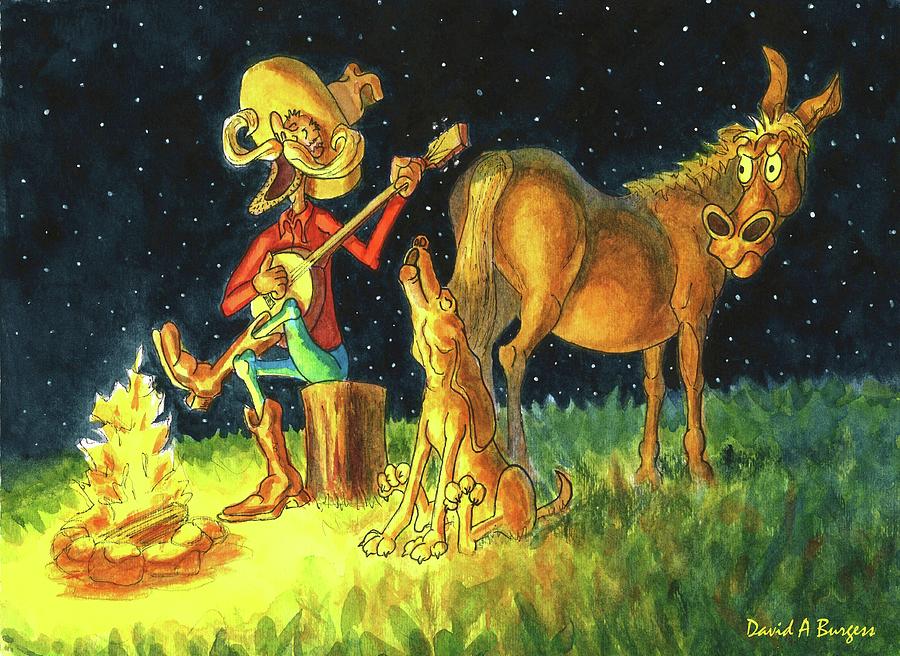Singing Cowboy Painting - Campfire Sing-along by David Burgess
