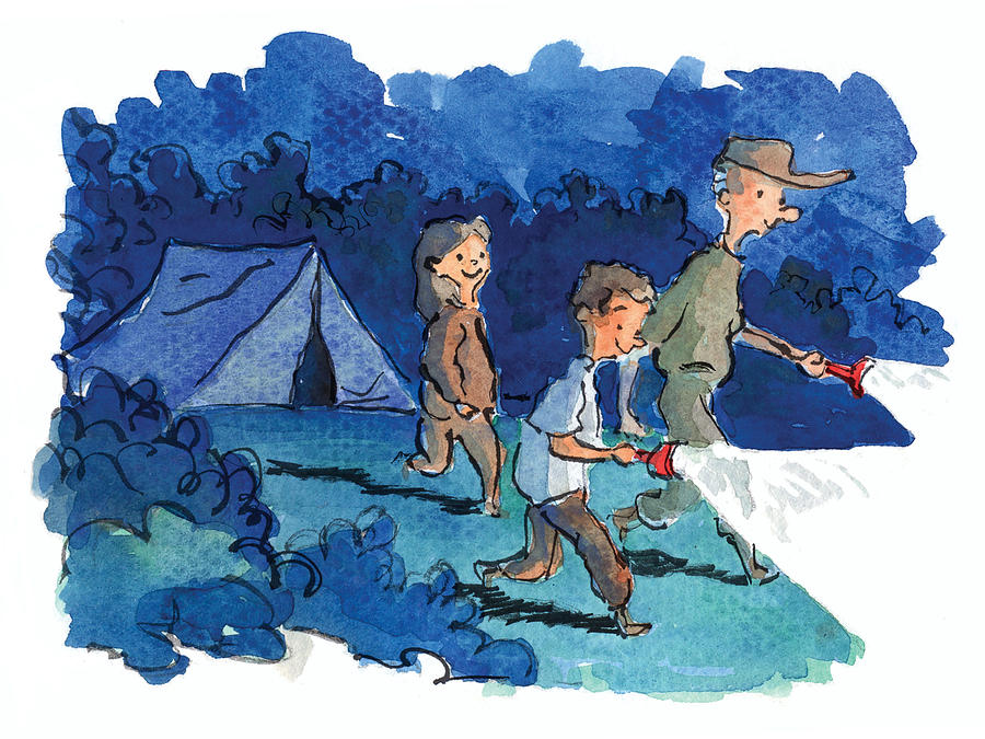 Watercolor Drawing - Camping by Nelson Caramico