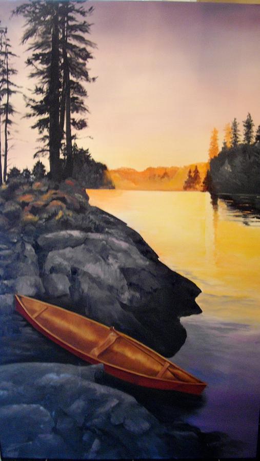 Camping scene Painting by Ellen Canfield