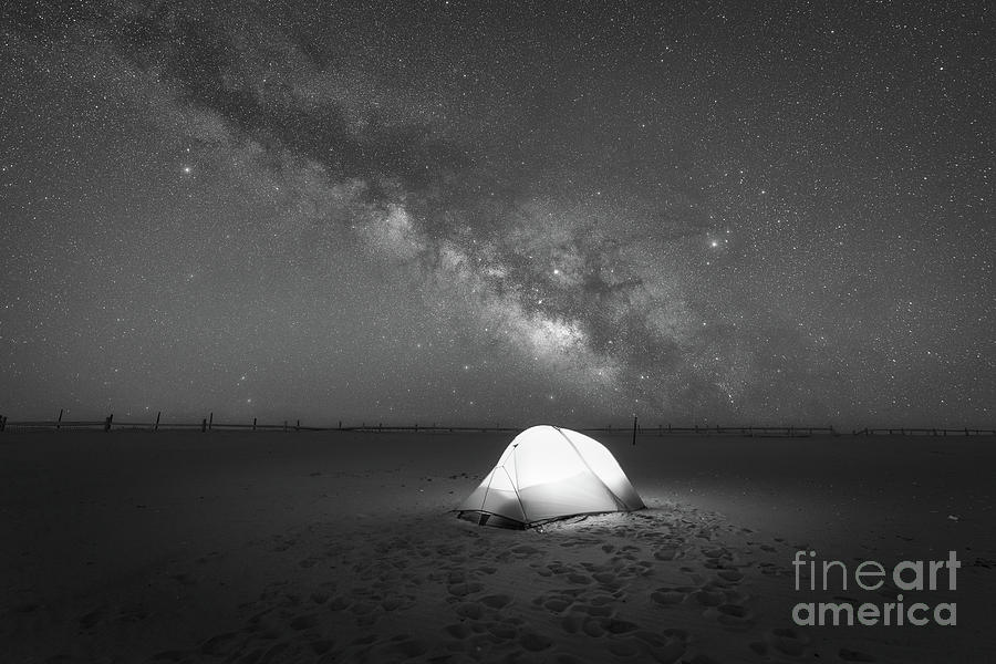 Camping Under The Milky Way Galaxy BW Photograph by Michael Ver Sprill