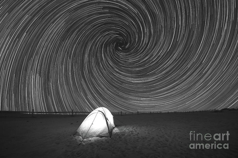 Camping Van Gogh BW  Photograph by Michael Ver Sprill