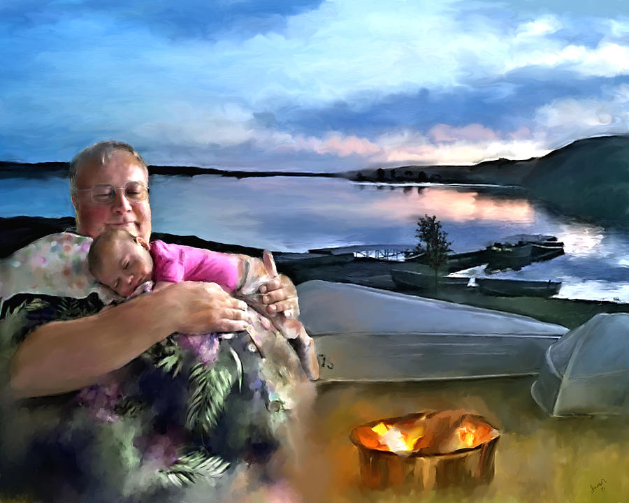 Camping with Grandpa Painting by Susan Kinney