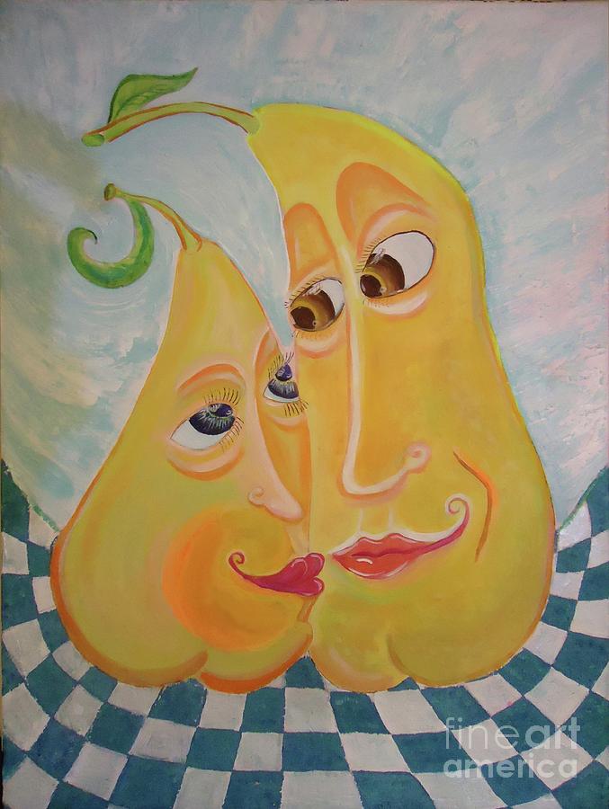 Surrealism Painting - Can I just stay near you?  Pear Love by Gregory Milgram