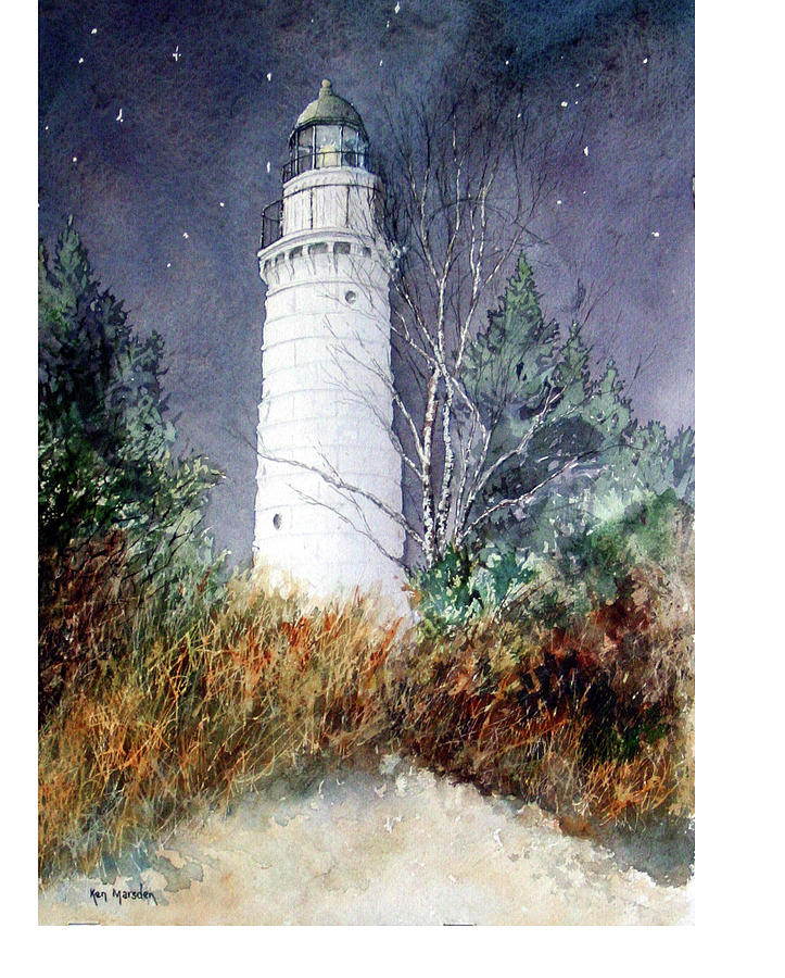 Cana Island Light House Painting by Ken Marsden
