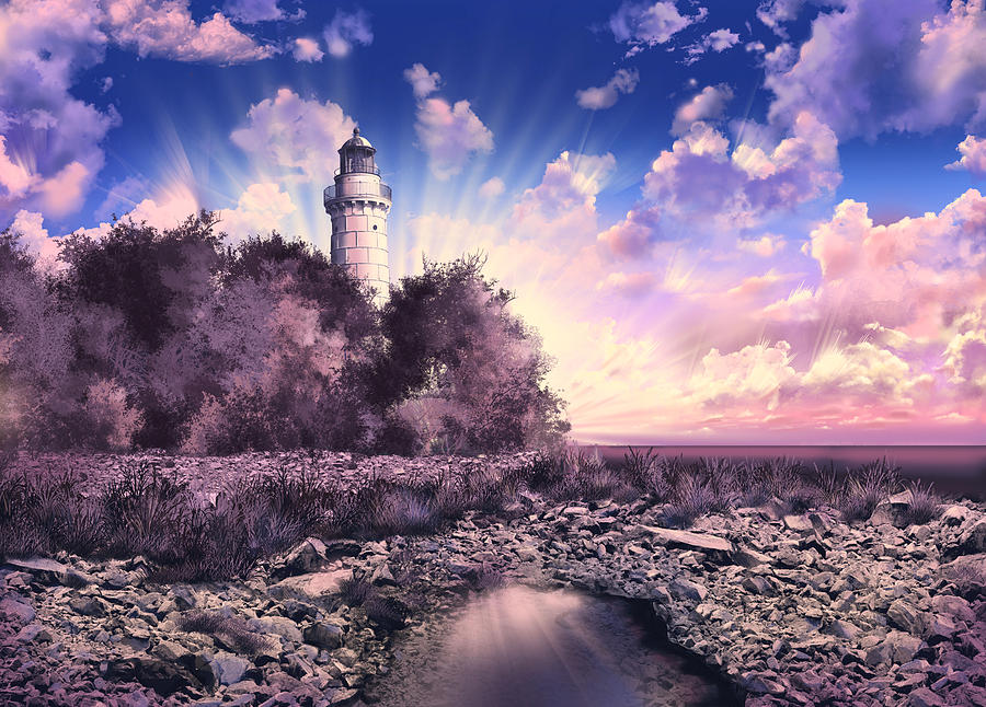 Cana Island Lighthouse Painting by Bekim M