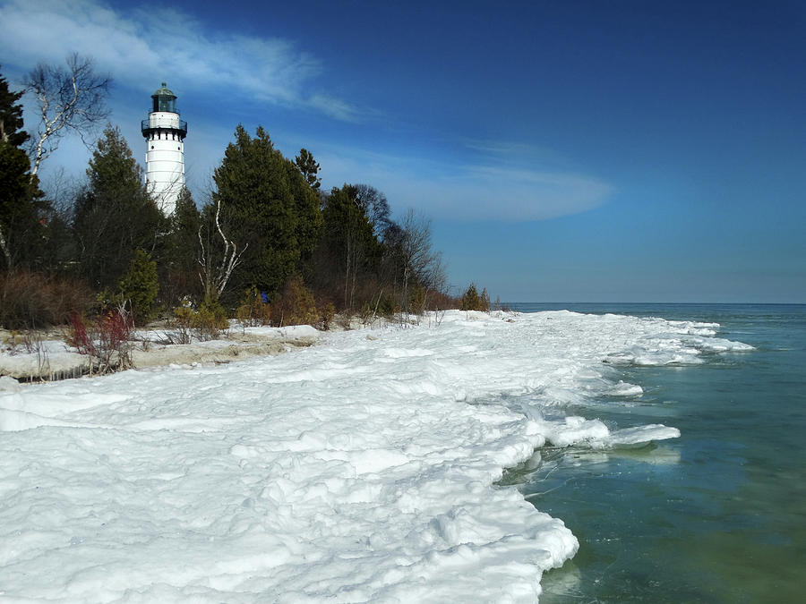 Cana Island Lighthouse Winter View Photograph by David T Wilkinson