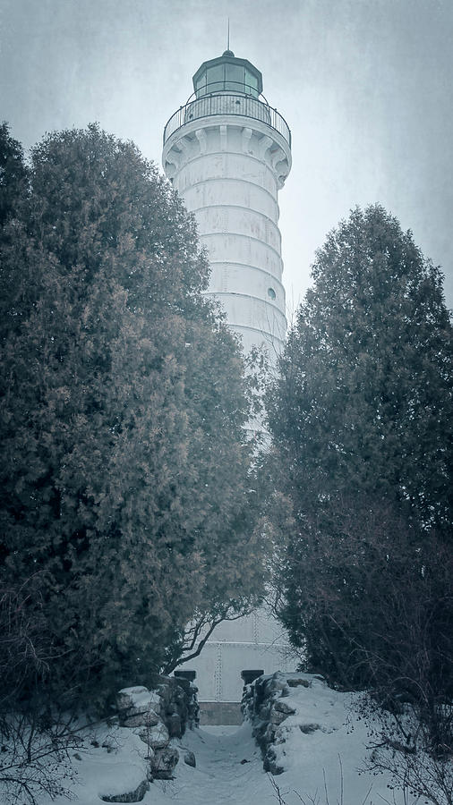 Winter Photograph - Cana Island Lighthouse Wisconsin by Joan Carroll