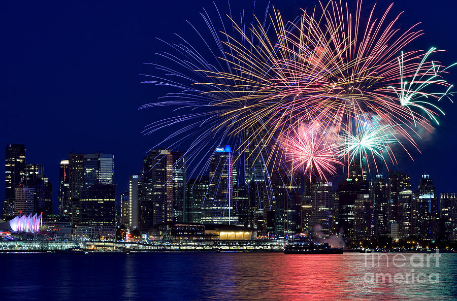 Canada Day 2015 Vancouver Fireworks 1  Photograph by Terry Elniski