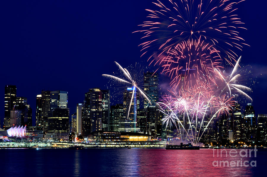 Canada Day 2015 Vancouver Fireworks 2  Photograph by Terry Elniski