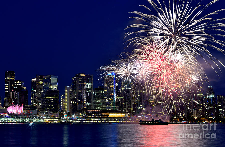 Canada Day 2015 Vancouver Fireworks 3  Photograph by Terry Elniski