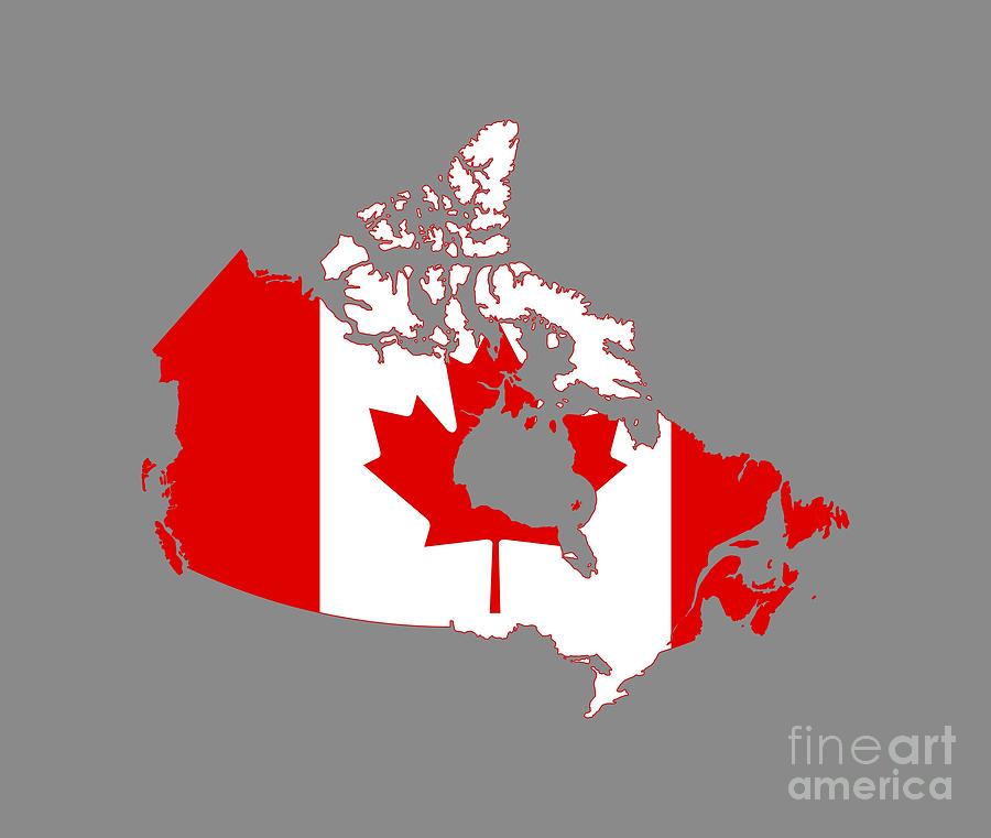 Canada Flag Map Digital Art by Frederick Holiday - Pixels