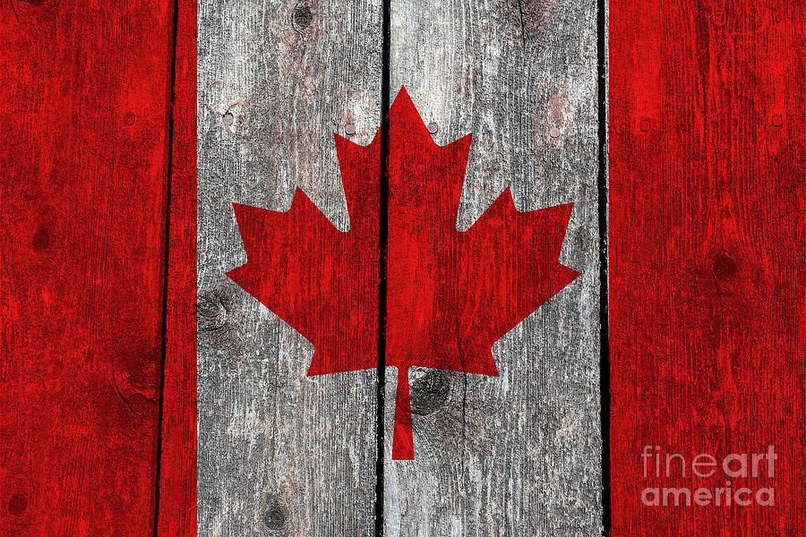 Canada flag on heavily textured woodgrain Photograph by Sterling Gold