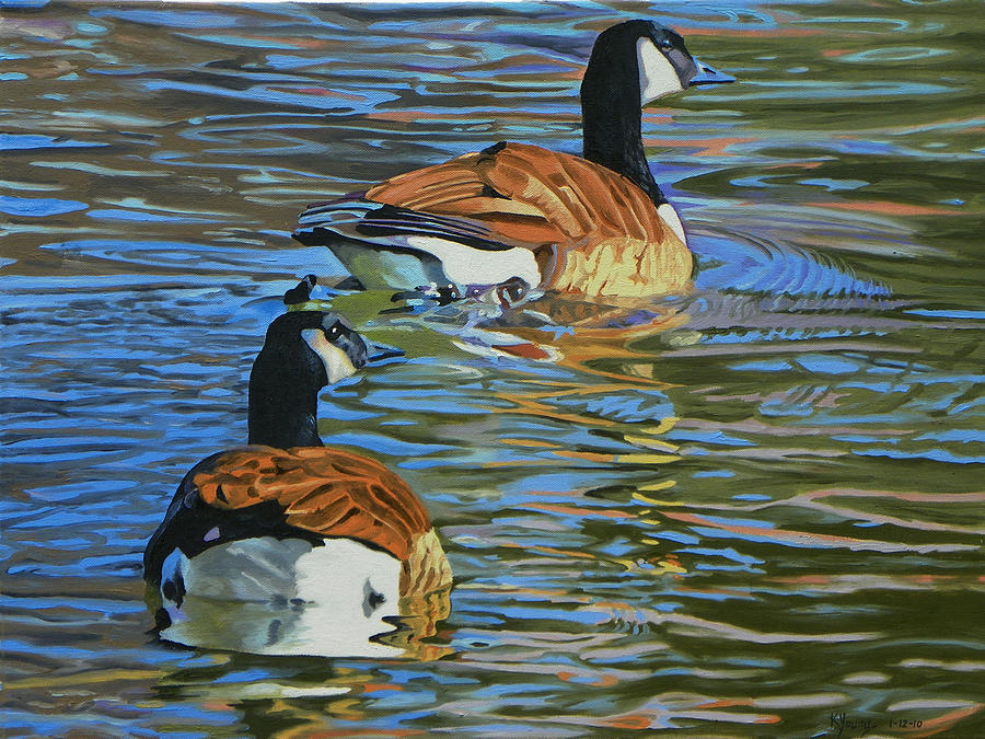 Canada Geese Painting by Kenneth Young